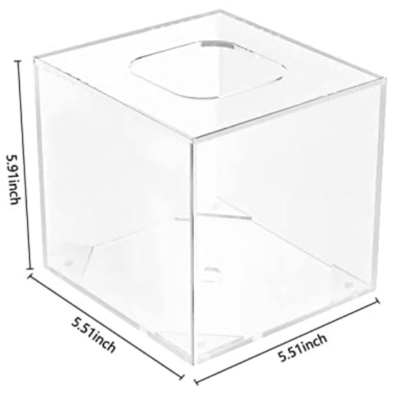 HBlife Clear Acrylic Square Facial Tissue Dispenser Box Cover - Picture 3 of 8
